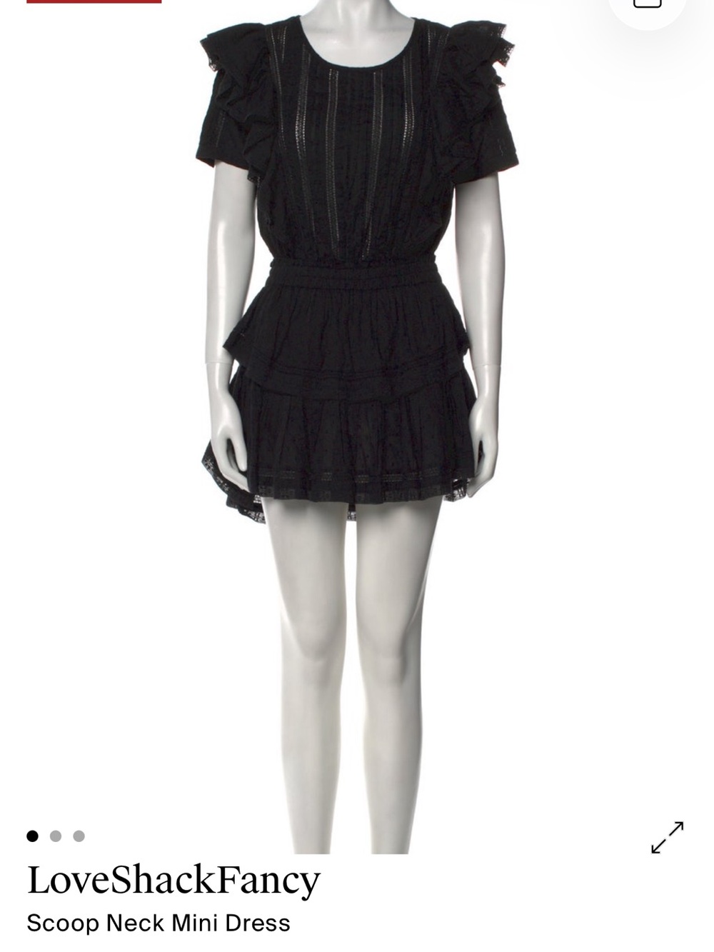 LoveShackFancy Black Ruffle Tiered Mini Dress